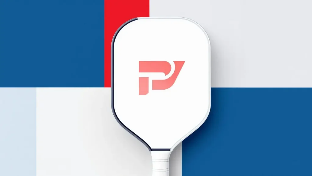 첫 세대 피클볼 전설을 기리는 흰색 패들, 스타일화된 P 로고