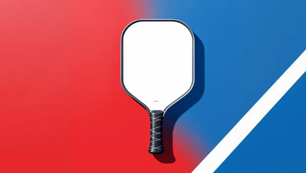 白色皮克球拍配黑色握把，用于演示发球规则指南