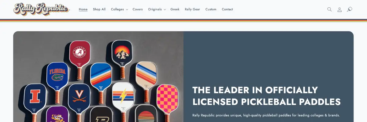Rally Republic Pickleball Merch Firmen-Website Screenshot