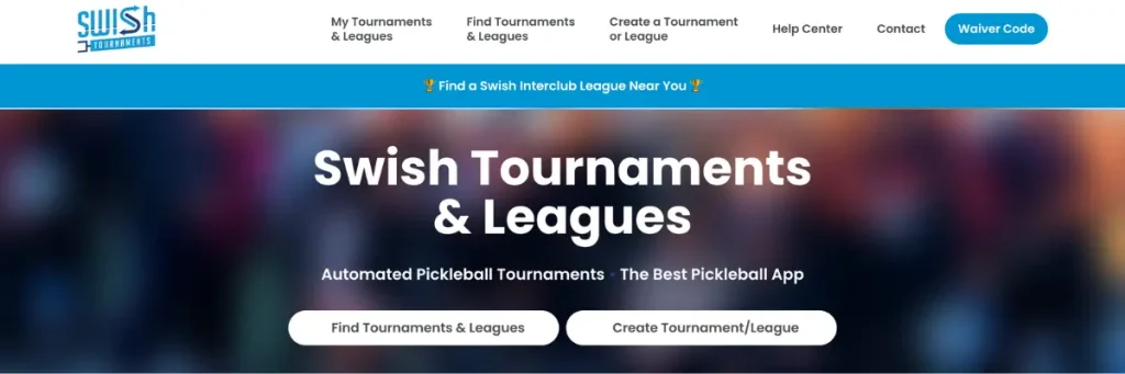 Swish Tournaments pickleball event management app with automated scheduling and live scoring