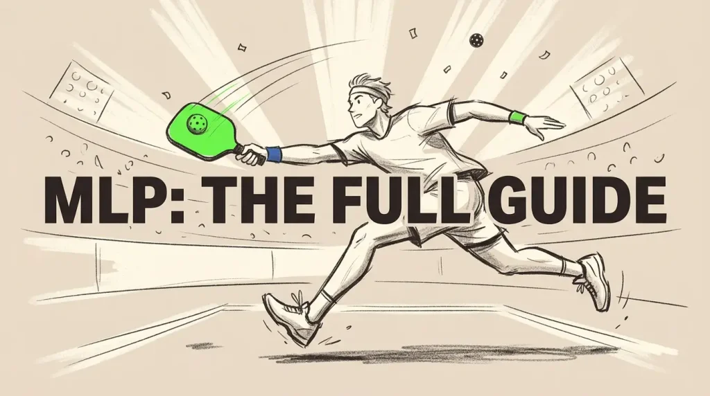 Major League Pickleball player lunging to smash a shot with a green paddle in a packed arena — MLP full guide