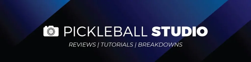 Pickleball Studio banner in black, blue and white