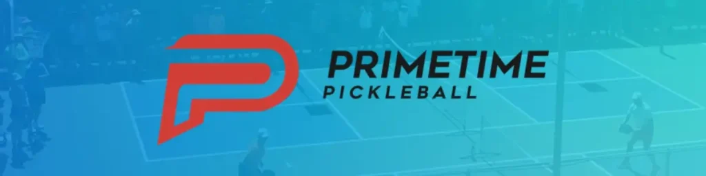 PrimeTime Pickleball banner in blue and red