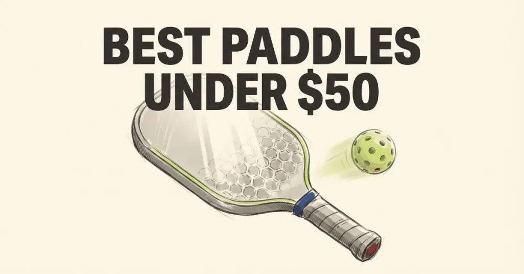 best pickleball paddle under $50 showing honeycomb paddle with green grey blue accents Best Paddles Under $50
