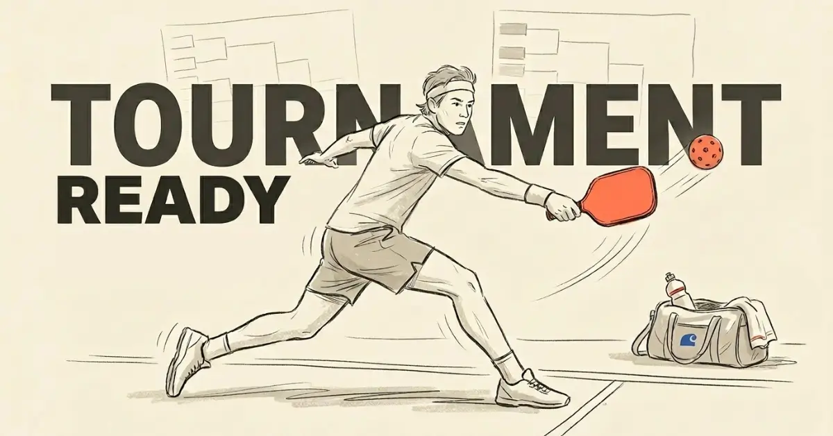 Tournament-ready pickleball player in a deep lunge — a visual guide on how to prepare for a pickleball tournament