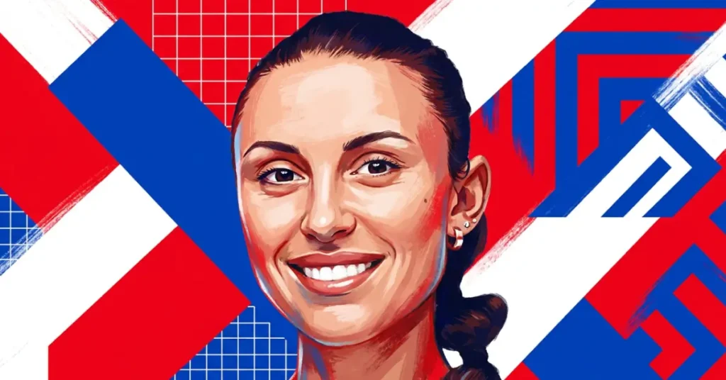 Parris Todd Pickleball-Spieler-Heldbild mit kräftigem rot-weiß-blauem geometrischem Hintergrund